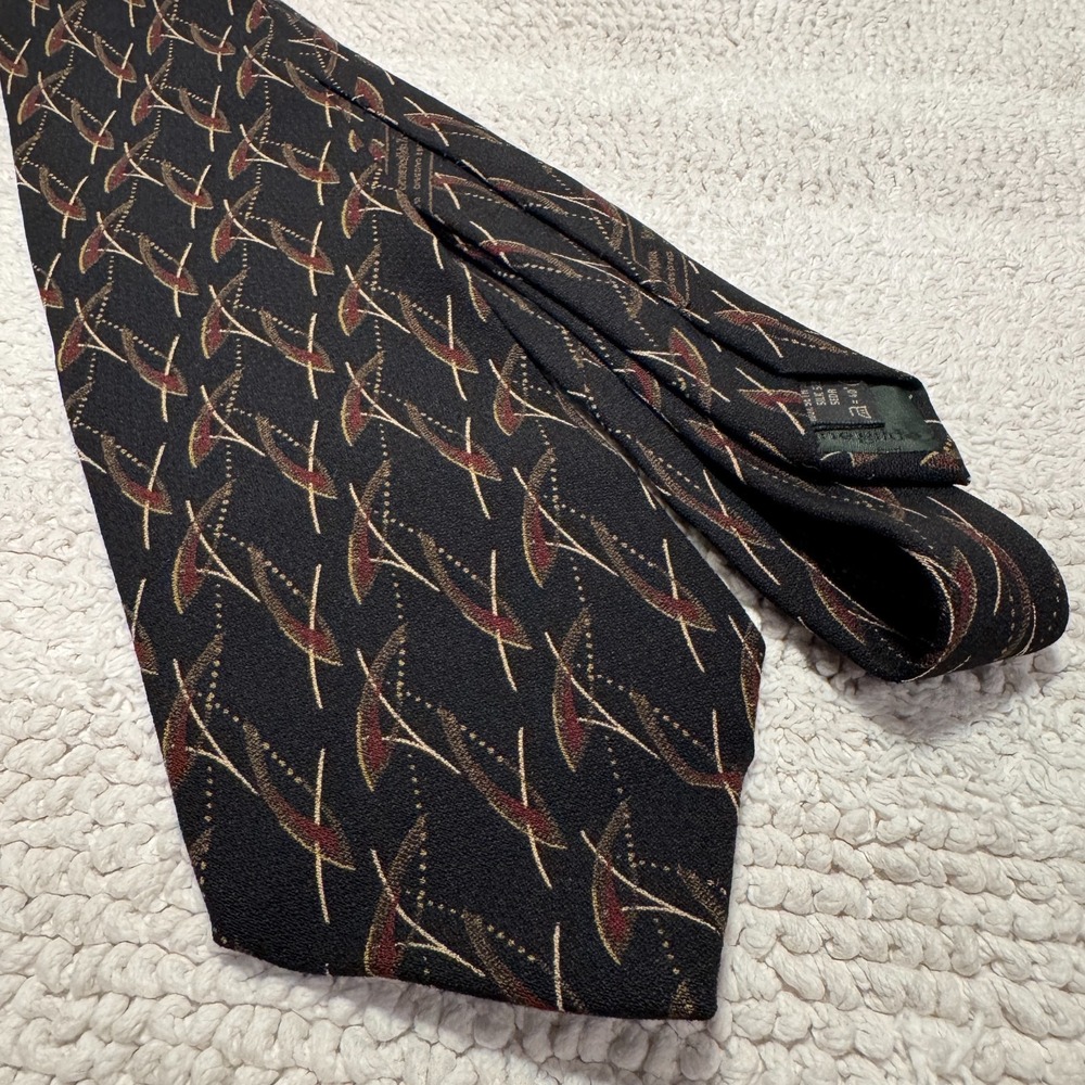 Ermenegildo Zegna Tie Men OS Black‎ Geometric Silk Italy Vintage Luxury Designer